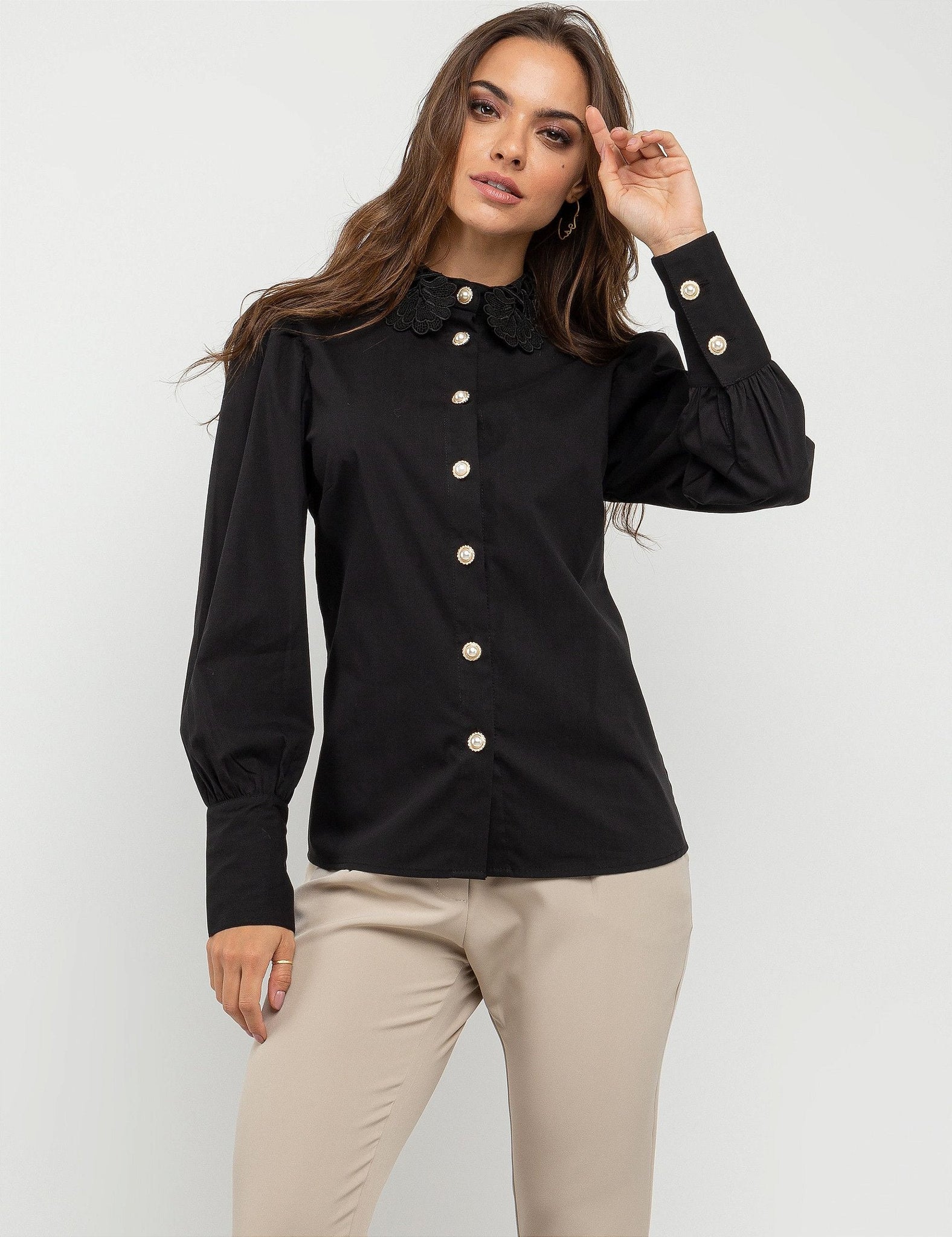 Camisa Feminina Manga Longa Emma Noir