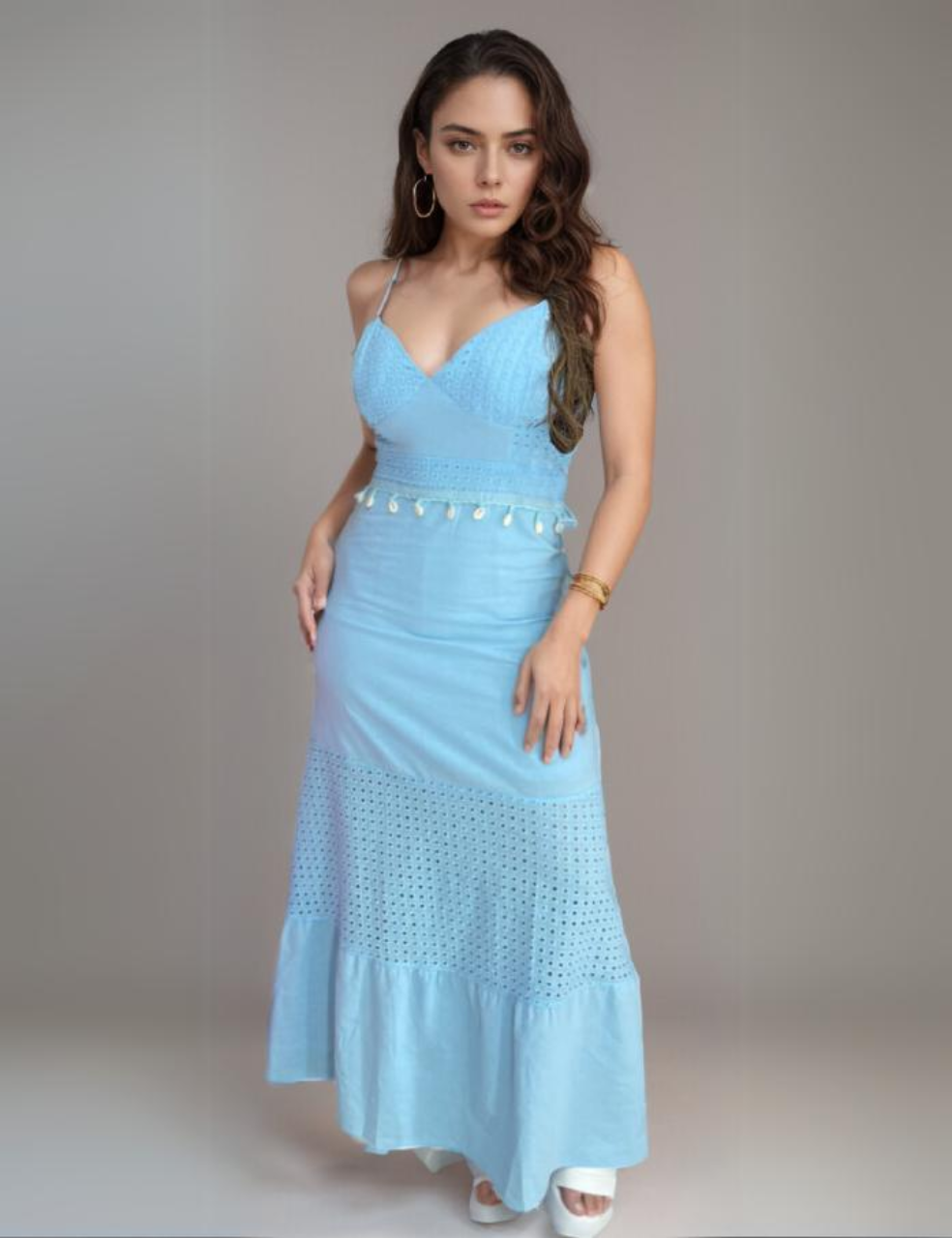 Vestido Sirena Candy Color Celeste