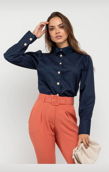 Camisa Feminina Manga Longa Emma Bleu